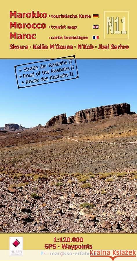 N11: Skoura - Kelâa M'Gouna - N'Kob - Jbel Sarhro + Straße der Kasbahs II 1:120.000 + GPS-Waypoints A. & B. Conrad 9783943752953 Huber Kartographie - książka