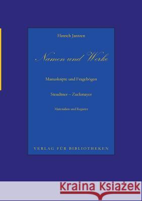 Namen und Werke Hinrich Jantzen 9783746060545 Books on Demand - książka