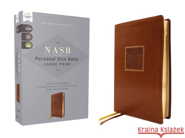 Nasb, Personal Size Bible, Large Print, Leathersoft, Brown, Red Letter, 1995 Text, Comfort Print Zondervan 9780310465935 Zondervan - książka