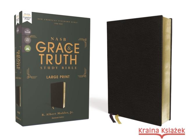 NASB, The Grace and Truth Study Bible, Large Print, European Bonded Leather, Black, Red Letter, 1995 Text, Comfort Print  9780310461173 Zondervan - książka
