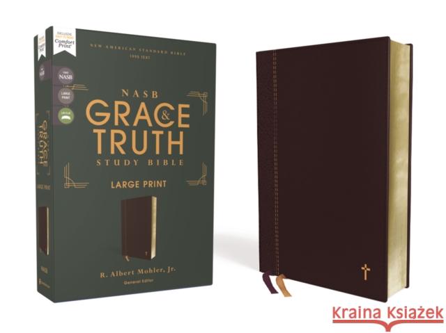 NASB, The Grace and Truth Study Bible, Large Print, Leathersoft, Maroon, Red Letter, 1995 Text, Comfort Print  9780310088417 Zondervan - książka