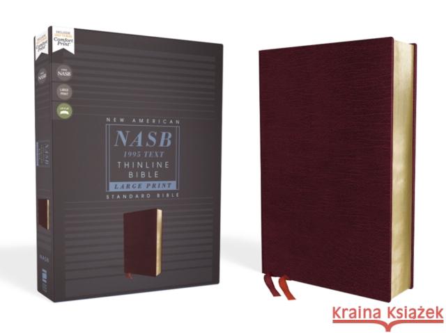 Nasb, Thinline Bible, Large Print, Bonded Leather, Burgundy, Red Letter Edition, 1995 Text, Comfort Print  9780310451006 Zondervan - książka