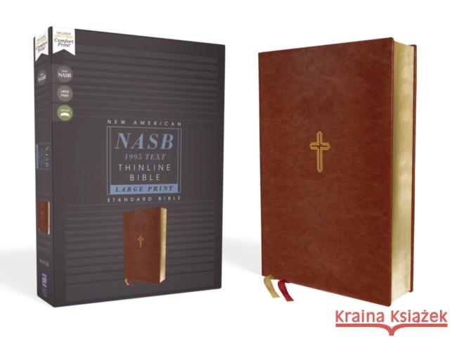 NASB, Thinline Bible, Large Print, Leathersoft, Brown, Red Letter, 1995 Text, Comfort Print Zondervan 9780310451020 Zondervan - książka