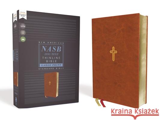 Nasb, Thinline Bible, Large Print, Leathersoft, Brown, Red Letter Edition, 1995 Text, Comfort Print  9780310451020 Zondervan - książka