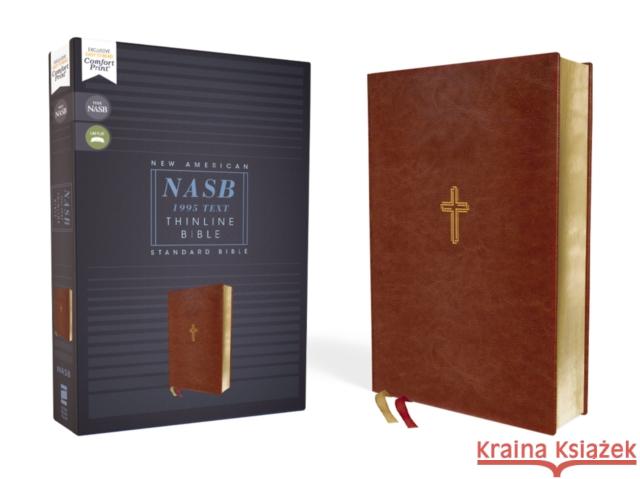 Nasb, Thinline Bible, Leathersoft, Brown, Red Letter Edition, 1995 Text, Comfort Print  9780310450962 Zondervan - książka