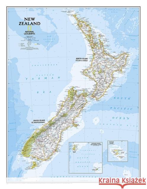 National Geographic New Zealand Wall Map - Classic (23.5 X 30.25 In) National Geographic Maps 9781597756334 National Geographic Maps - książka