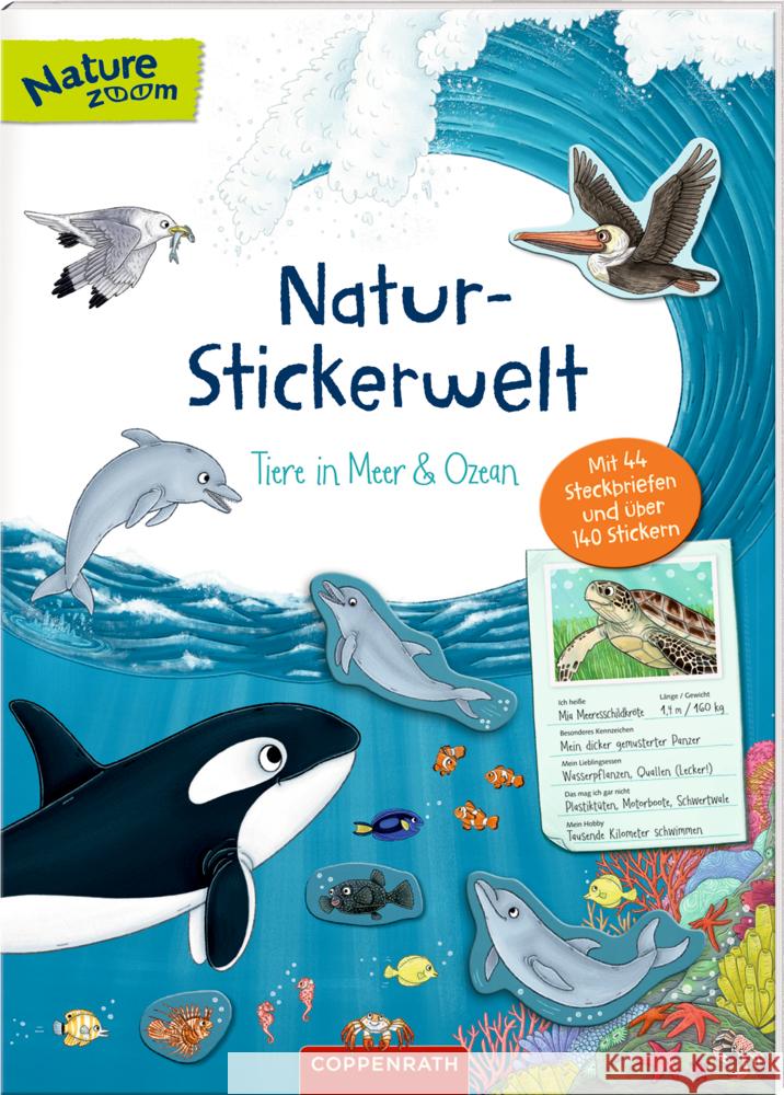 Natur-Stickerwelt: Tiere in Meer und Ozean  9783649636984 Coppenrath, Münster - książka