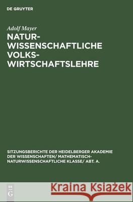 Naturwissenschaftliche Volkswirtschaftslehre Adolf Mayer 9783111188676 De Gruyter - książka