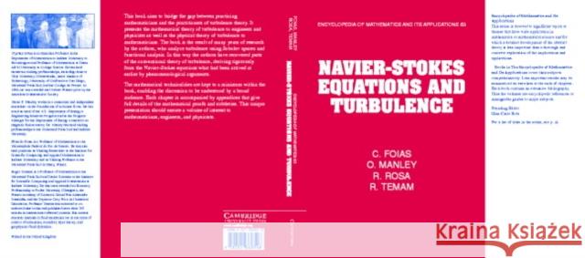 Navier-Stokes Equations and Turbulence C. Foias R. Temam O. Manley 9780521360326 Cambridge University Press - książka