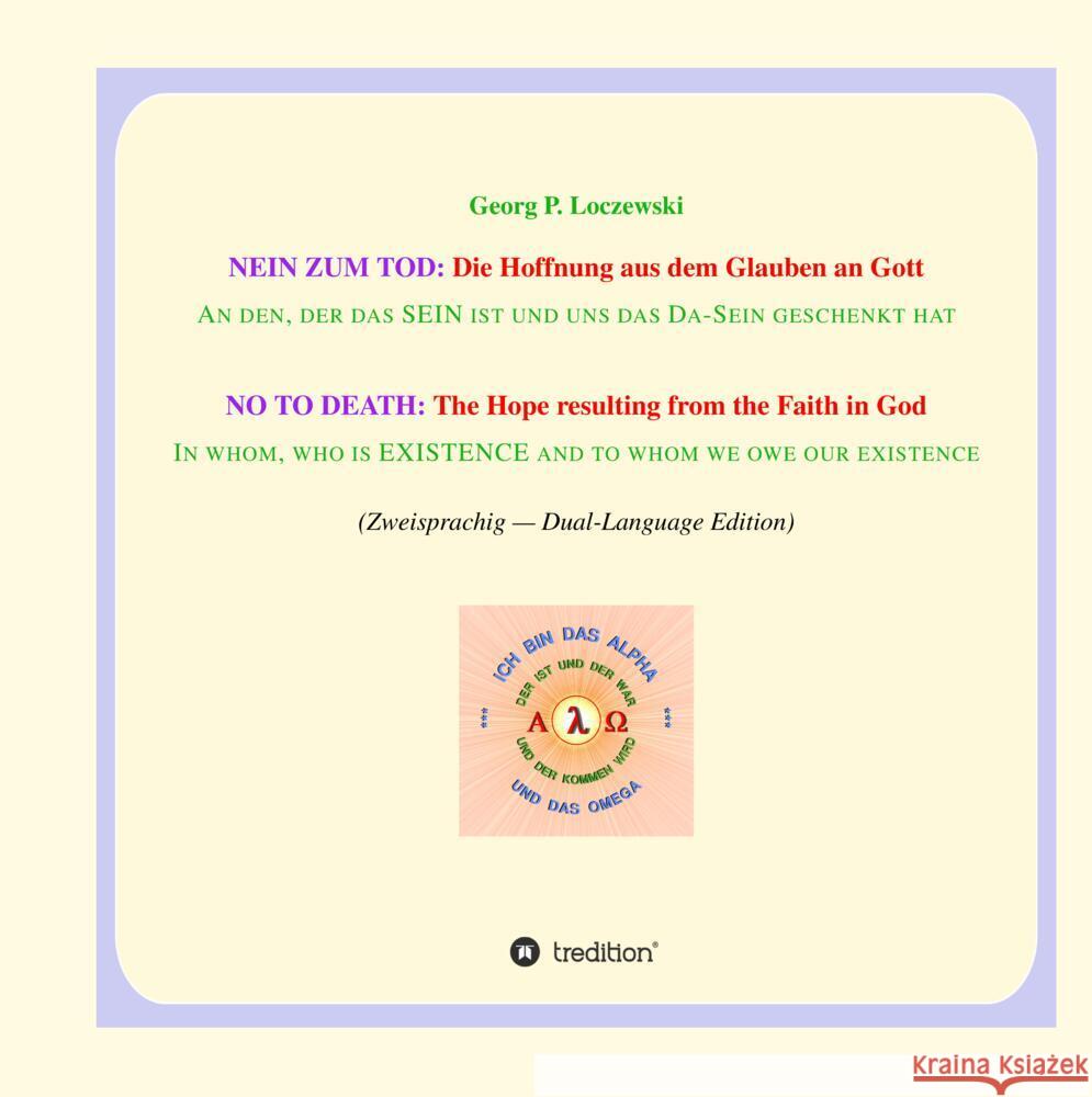 NEIN ZUM TOD: Die Hoffnung aus dem Glauben an Gott Loczewski, Georg P. 9783347585621 tredition - książka