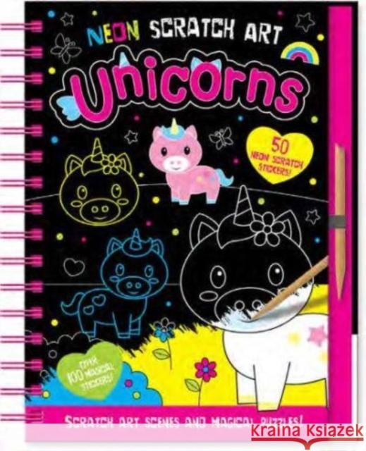 Neon Scratch Art Unicorns Connie Isaacs 9781801056199 Gemini Books Group Ltd - książka