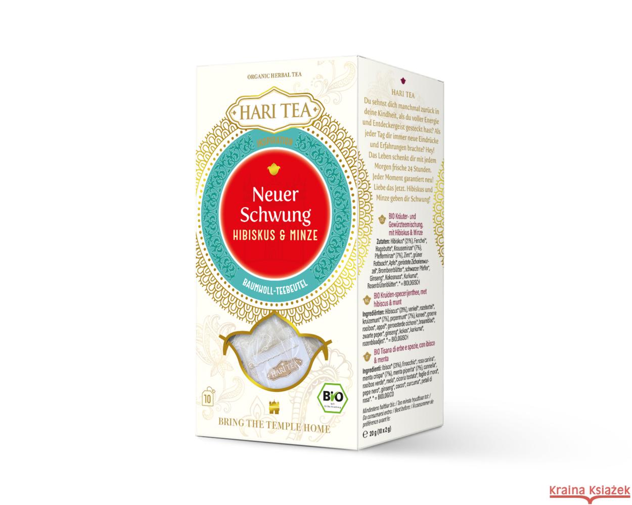 Neuer Schwung, Tee-Aufgussbeutel : Kräuter- und Gewürzteemischung. Hibiskus & Minze  8717853491146 Hari Tea - książka