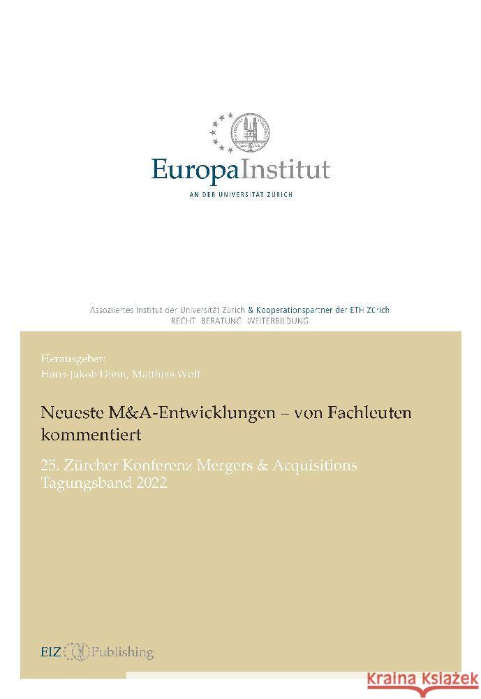 Neueste M&A-Entwicklungen - von Fachleuten kommentiert Diem, Hans-Jakob 9783038055983 EIZ Publishing - książka