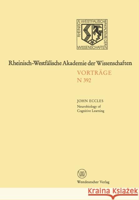 Neurobiology of Cognitive Learning John C. Eccles 9783531083926 Vs Verlag Fur Sozialwissenschaften - książka