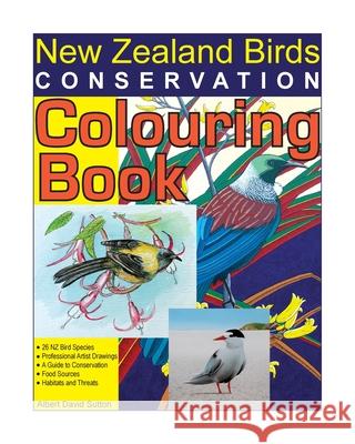 New Zealand Birds Conservation Colouring Book Albert David Sutton 9781481932028 Createspace Independent Publishing Platform - książka