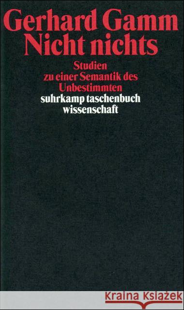 Nicht nichts : Studien zu einer Semantik des Unbestimmten Gamm, Gerhard 9783518290576 Suhrkamp - książka