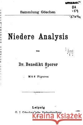 Niedere Analysis Benedikt Sporer 9781533587756 Createspace Independent Publishing Platform - książka