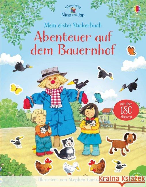 Nina und Jan - Mein erstes Stickerbuch: Abenteuer auf dem Bauernhof Greenwell, Jessica 9781789412321 Usborne Verlag - książka