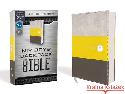 Niv, Boys' Backpack Bible, Compact, Leathersoft, Yellow/Gray, Red Letter Edition, Comfort Print  9780310455004 Zonderkidz - książka