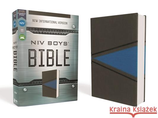 Niv, Boys Bible, Leathersoft, Gray/Blue, Comfort Print Zondervan 9780310768845 Zonderkidz - książka