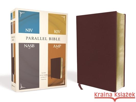 Niv, Kjv, Nasb, Amplified, Parallel Bible, Bonded Leather, Burgundy: Four Bible Versions Together for Study and Comparison  9780310446682 Zondervan - książka