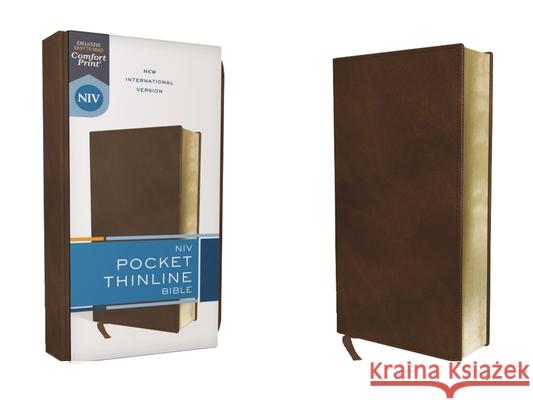 Niv, Pocket Thinline Bible, Leathersoft, Brown, Red Letter, Comfort Print  9780310458241 Zondervan - książka