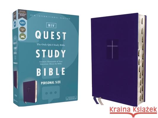 Niv, Quest Study Bible, Personal Size, Leathersoft, Blue, Thumb Indexed, Comfort Print: The Only Q and A Study Bible Christianity Today Intl 9780310456582 Zondervan - książka