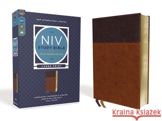 NIV Study Bible, Fully Revised Edition, Large Print, Leathersoft, Brown, Red Letter, Comfort Print Kenneth L. Barker Mark L. Strauss Jeannine K. Brown 9780310449188 Zondervan - książka
