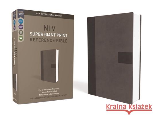 NIV, Super Giant Print Reference Bible, Giant Print, Imitation Leather, Gray, Red Letter Edition Zondervan 9780310445937 Zondervan - książka