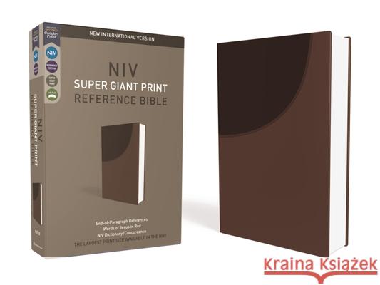 NIV, Super Giant Print Reference Bible, Imitation Leather, Brown, Red Letter Edition Zondervan 9780310449379 Zondervan - książka