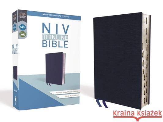 NIV, Thinline Bible, Bonded Leather, Navy, Indexed, Red Letter Edition Zondervan 9780310448839 Zondervan - książka