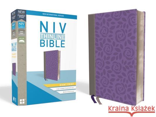 NIV, Thinline Bible, Giant Print, Imitation Leather, Gray/Purple, Red Letter Edition Zondervan 9780310448655 Zondervan - książka