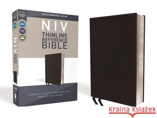 NIV, Thinline Reference Bible, Bonded Leather, Black, Red Letter Edition, Comfort Print Zondervan 9780310449652 Zondervan - książka