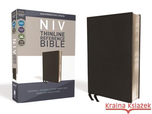 NIV, Thinline Reference Bible, Premium Bonded Leather, Black, Red Letter Edition, Comfort Print Zondervan 9780310449713 Zondervan - książka