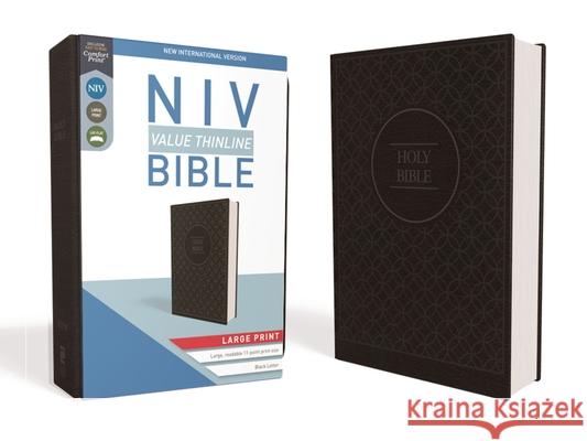 NIV, Value Thinline Bible, Large Print, Imitation Leather, Gray/Black Zondervan 9780310448518 Zondervan - książka