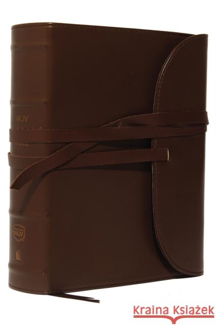 NKJV, Journal the Word Bible, Large Print, Premium Leather, Brown, Red Letter: Reflect on Your Favorite Verses Thomas Nelson 9780718090920 Thomas Nelson - książka