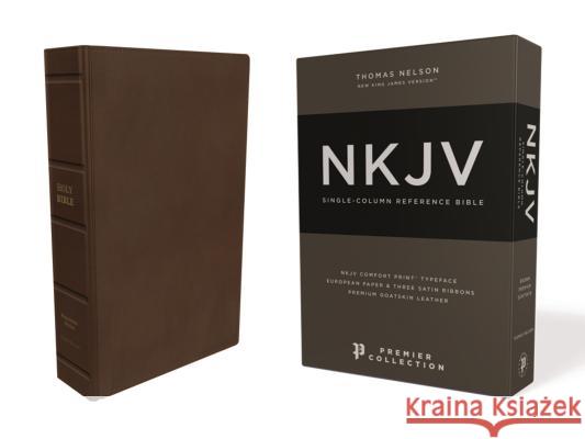 Nkjv, Single-Column Reference Bible, Premium Goatskin Leather, Brown, Premier Collection, Comfort Print  9780785231240 Thomas Nelson - książka
