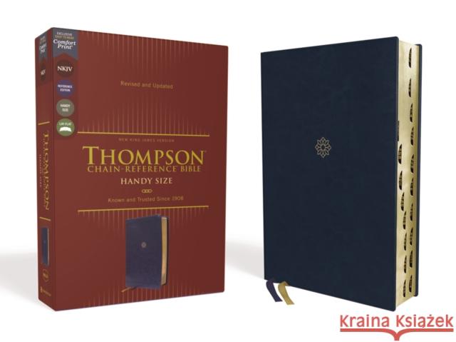 NKJV, Thompson Chain-Reference Bible, Handy Size, Leathersoft, Navy, Red Letter, Thumb Indexed, Comfort Print  9780310459309 Zondervan - książka