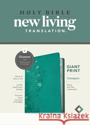 NLT Compact Giant Print Bible, Filament Enabled Edition (Red Letter, Leatherlike, Peony Rich Teal) Tyndale 9781496460608 Tyndale House Publishers - książka