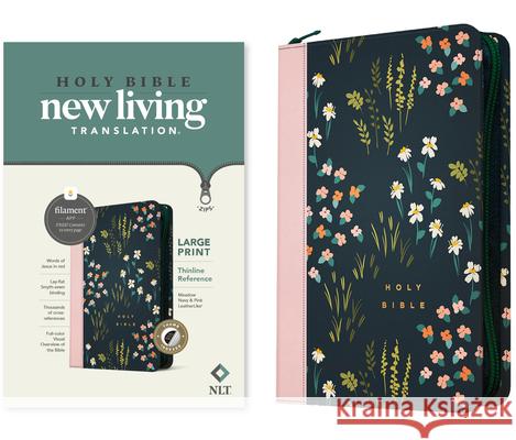 NLT Large Print Thinline Reference Zipper Bible, Filament Enabled Edition (Red Letter, Leatherlike, Meadow Navy & Pink, Indexed) Tyndale 9781496466280 Tyndale House Publishers - książka