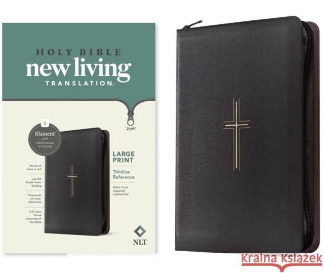 NLT Large Print Thinline Reference Zipper Bible, Filament Enabled (Leatherlike, Black Cross, Red Letter) Tyndale 9781496489982 Tyndale House Publishers - książka