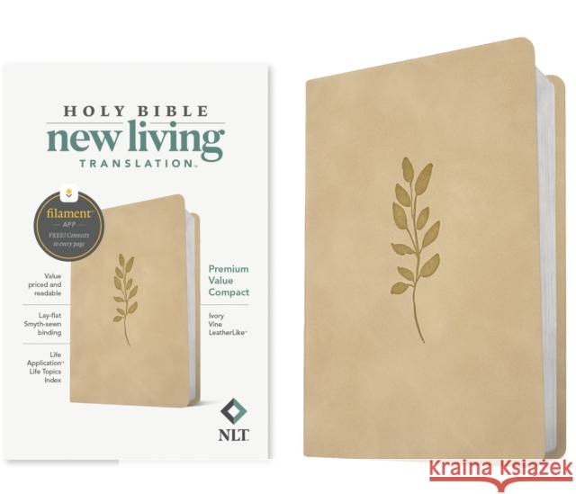 NLT Premium Value Compact Bible, Filament Enabled (LeatherLike, Ivory Vine) New Living Translation 9798400509834 Tyndale House Publishers - książka