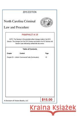 North Carolina Criminal Law and Procedure-Pamphlet 19 Tony River 9781502597960 Createspace Independent Publishing Platform - książka