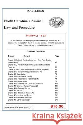 North Carolina Criminal Law and Procedure-Pamphlet 23 Tony River 9781502599025 Createspace Independent Publishing Platform - książka
