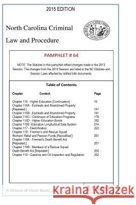 North Carolina Criminal Law and Procedure-Pamphlet 64 Tony River 9781502990334 Createspace Independent Publishing Platform - książka