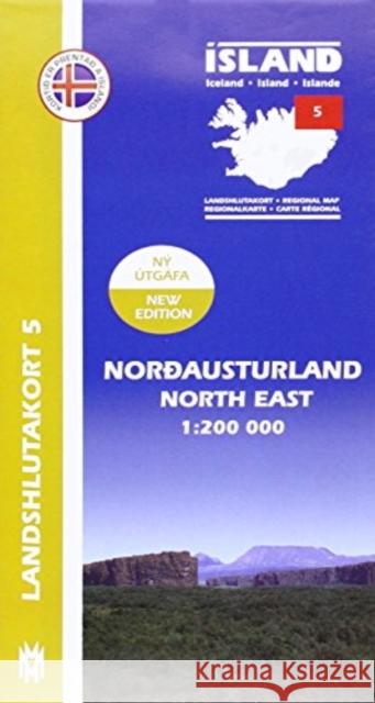 Northeast Iceland Map 1: 200 000: Regional map 5: 2013  9789979333807 Mal Og Menning,Iceland - książka