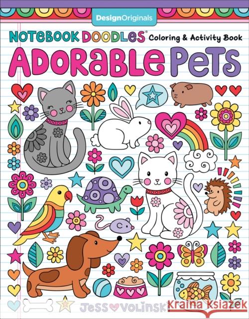 Notebook Doodles Adorable Pets: Coloring & Activity Book Jess Volinski 9781497203228 Design Originals - książka