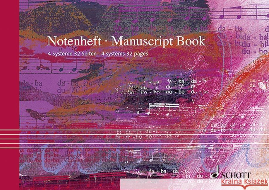 Notenheft (DIN A5 quer), 4 Systeme : 32 Seiten, 16 Blatt  9783795714550 Schott Music, Mainz - książka