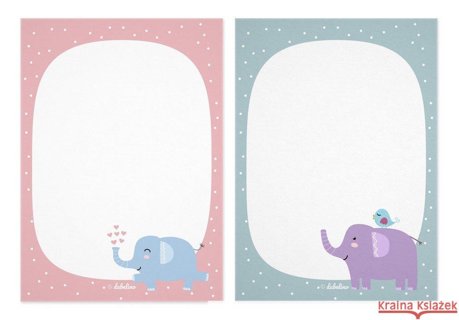 Notizblock-Set Elefanten (für Kinder) : 2er Set, DIN A6 je 25 Blatt  4260615910903 dabelino - książka