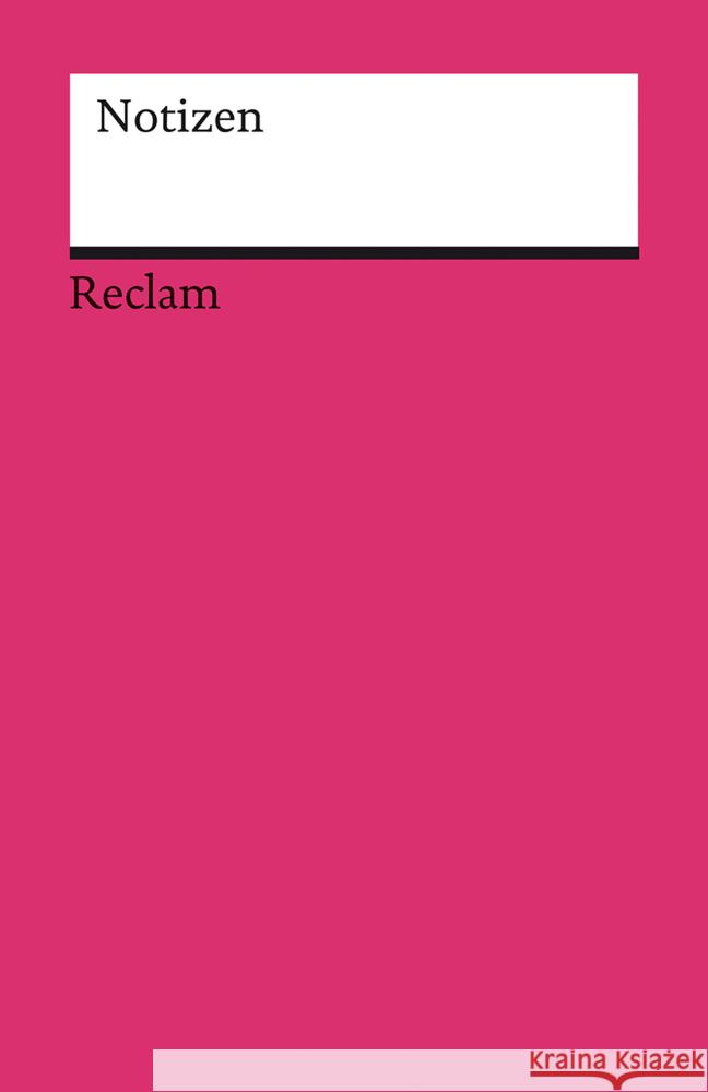 Notizen (magenta)  9783150950104 Reclam, Ditzingen - książka